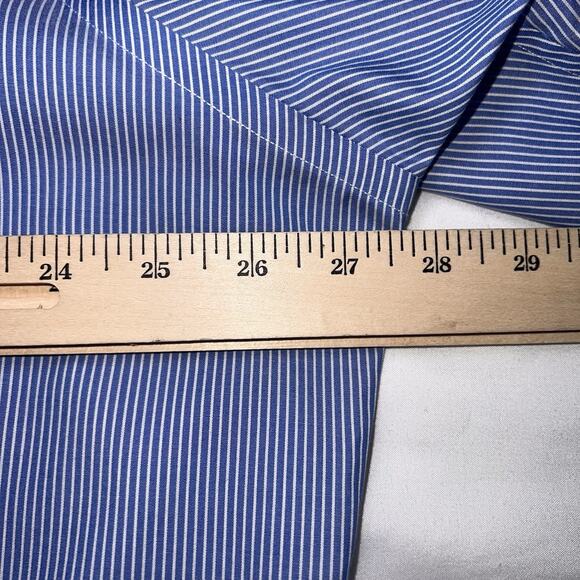 Polo Ralph Lauren Shirt Men’s Size 18 34/35 Blue White Striped Easy Care Office - Picture 8 of 14